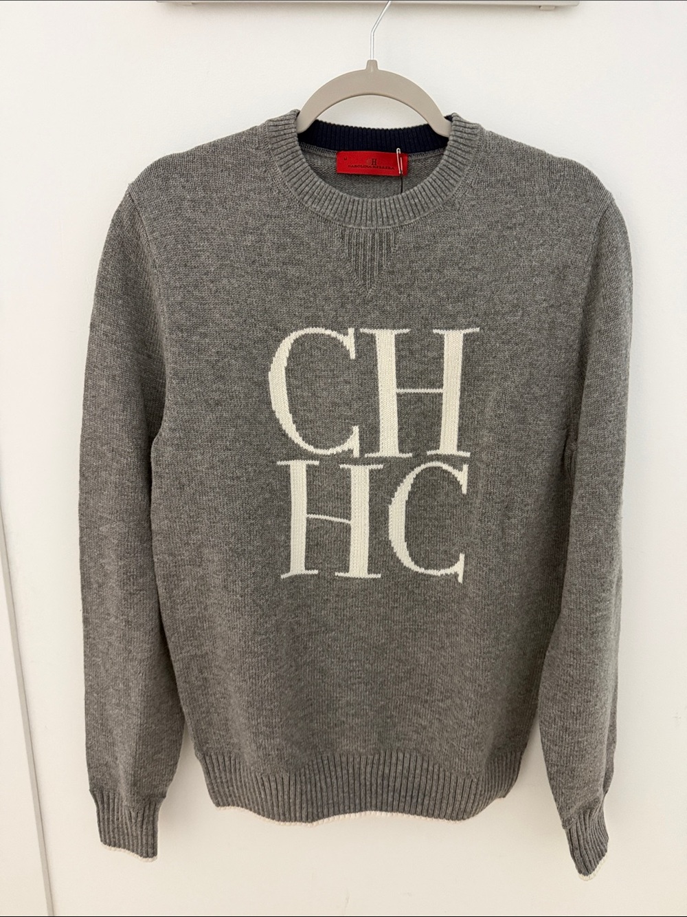 Carolina Herrera Grey Crewneck with CH HC Logo
